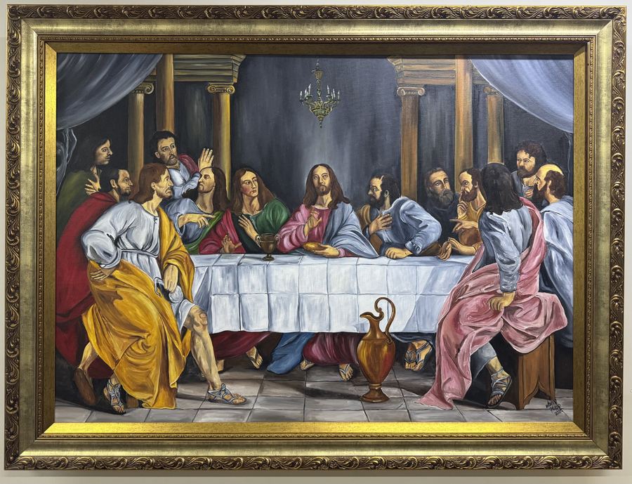 Releitura da Obra
 "A Ultima Ceia" XVIII, de Philippe de Champaigne (1652)
140 X100
Acrílico sobre tela
2023
