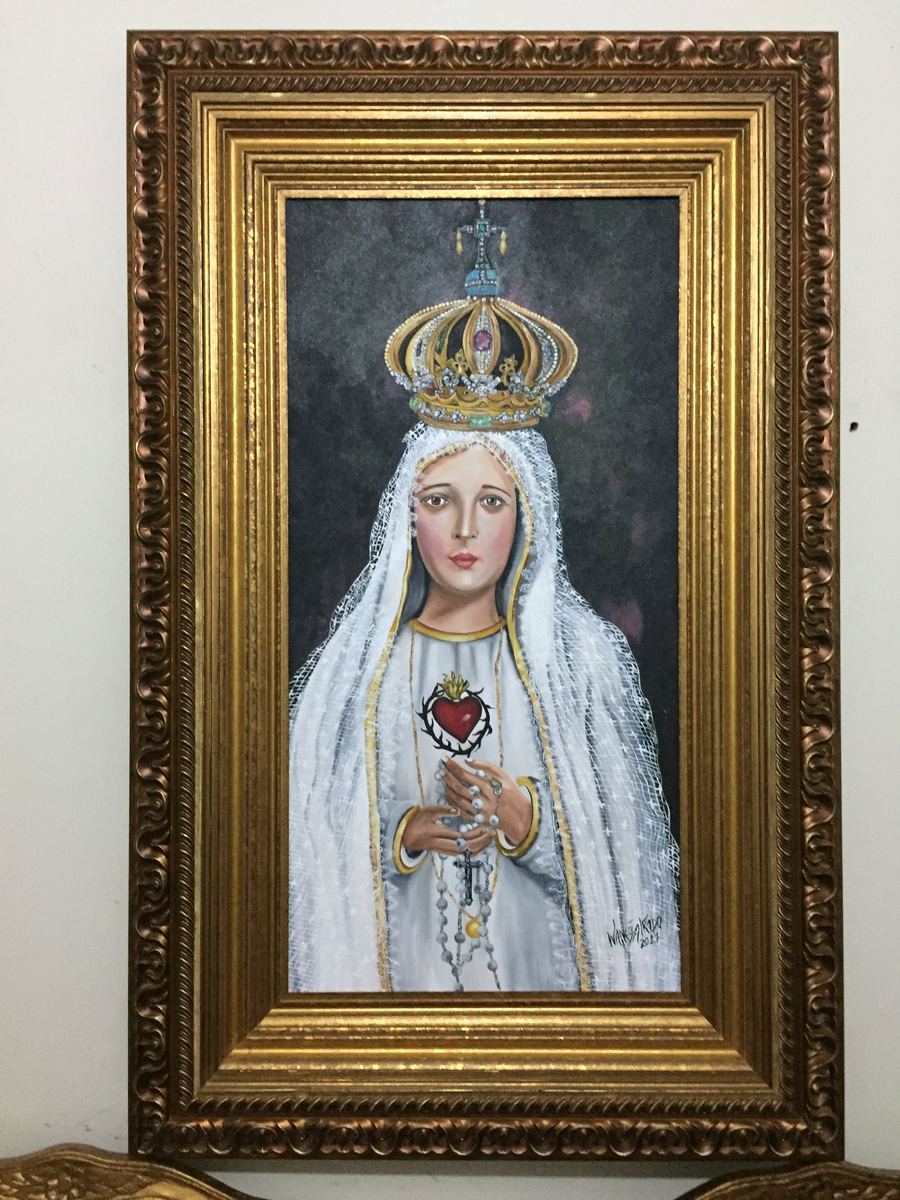 Nossa Senhora de Fátima, 1,37 x 0,87. acrílico sobre tela, 2017.