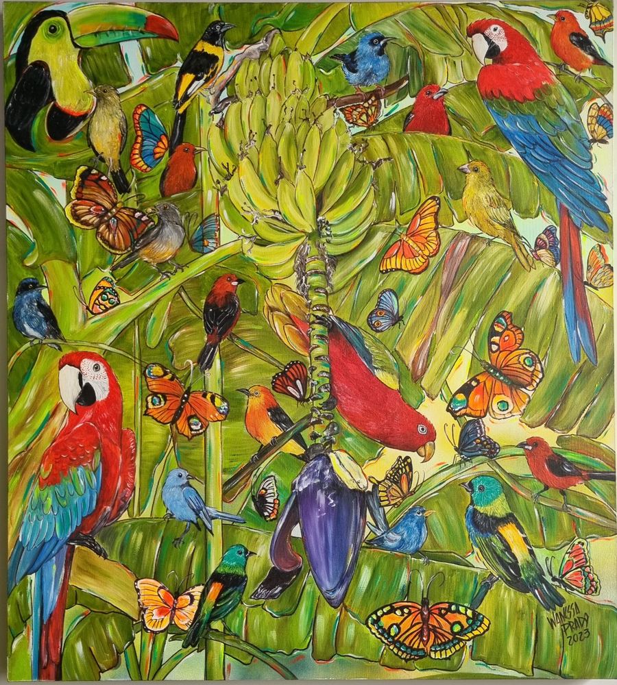 Mistura Brasileira XLV, Pássaros, Retratando Momentos, 100 x 90, 2023