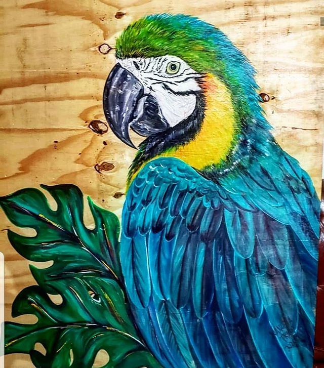 Mistura Brasileira XXXVII, Arara Canindé,100 X 120, acrílico sobre madeira, Brasil 2020