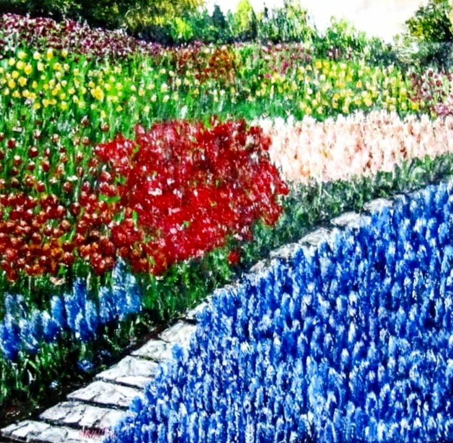 Campo Tulipas, acrílico sobre tela espatulado, 70 x 70, Brasil, 2010.