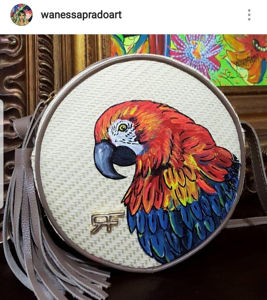 Bolsa Palha Redonda Arara Vermelha