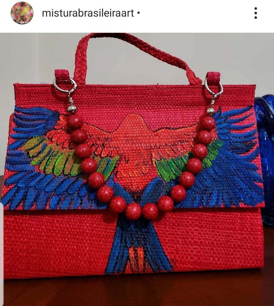 Bolsa Palha Média Vermelha Arara Vermelha