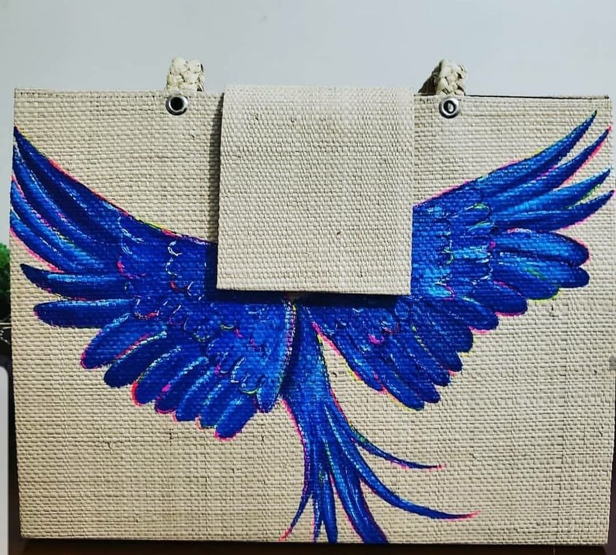 Bolsa Carteira Palha Arara Azul