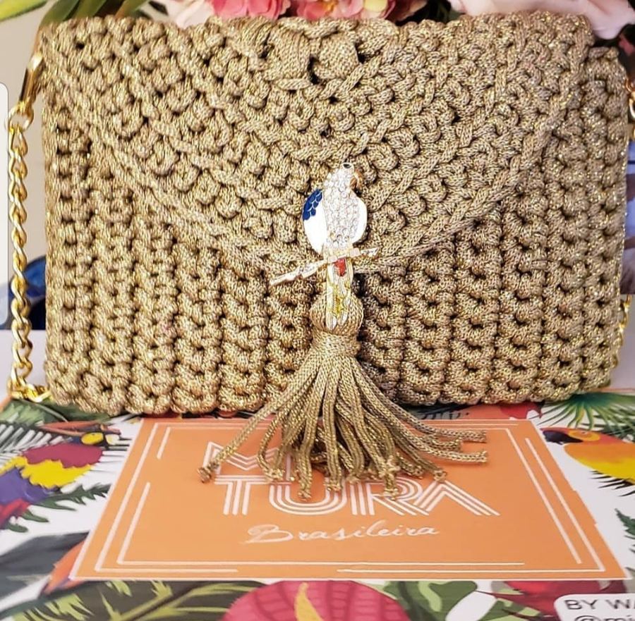 Carteira Crochê Dourado