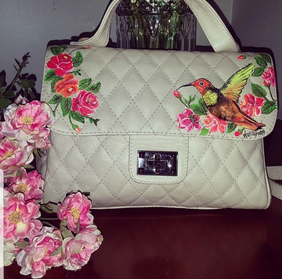 Bolsa Couro Customizada Beija Flor