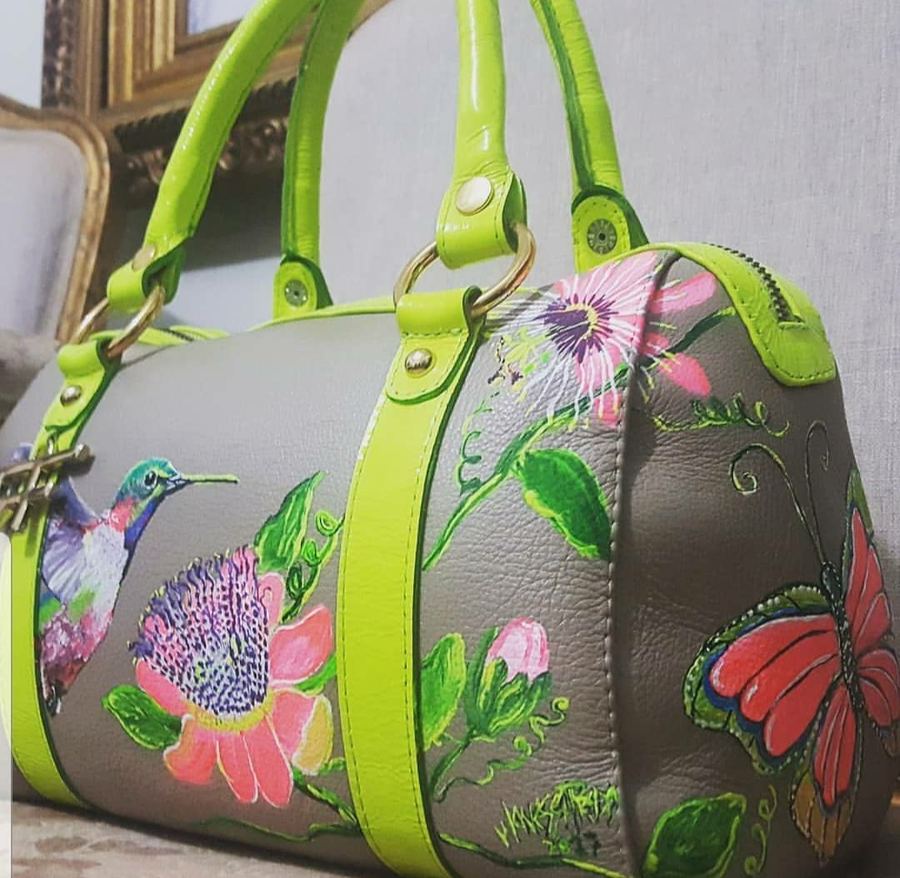 Bolsa Couro Customizada Beija Flor