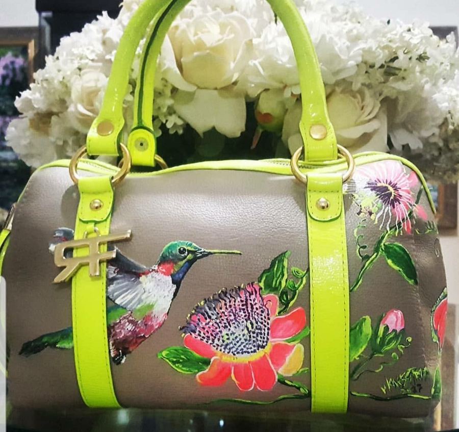 Bolsa Couro Customizada Beija Flor